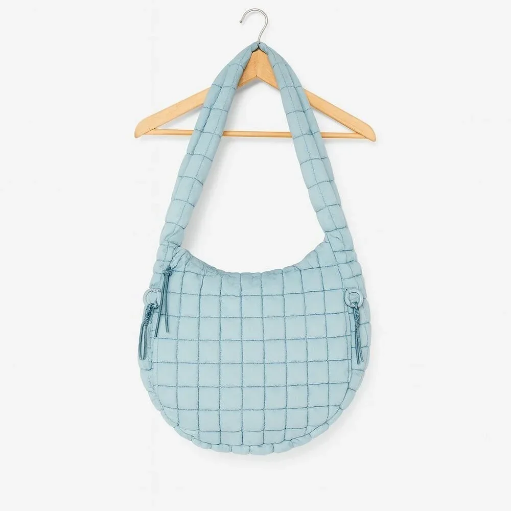 Urban Fit by Urban Expressions Quilted Caryall Puffer Hobo Bag in Sky Light Blue